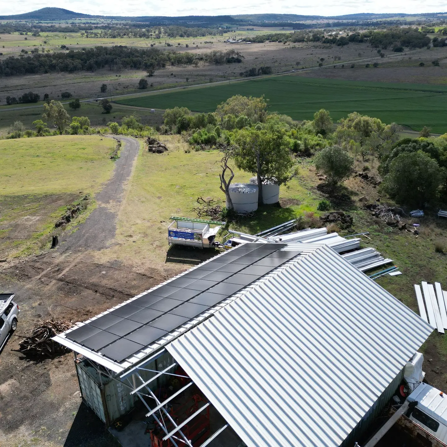 Off-grid solar system on a rural property